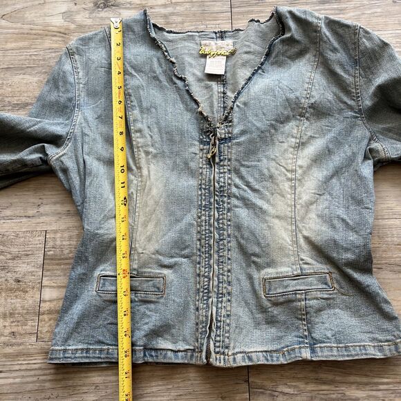 Vintage Baby Phat Denim Jean Jacket Y2K Glam Women Small Embroidered Light Blue - Picture 8 of 14